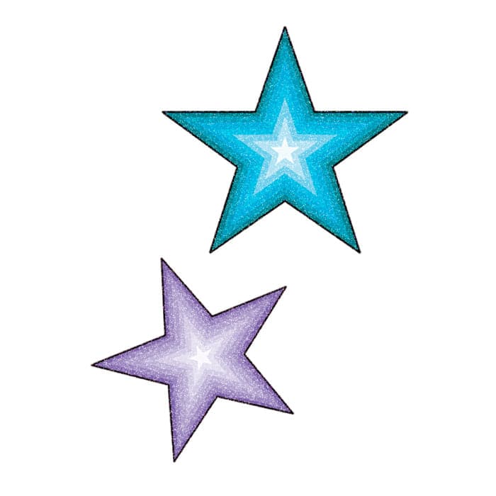 Glitter Purple and Blue Stars Temporary Tattoo 2 in x 1.5 in