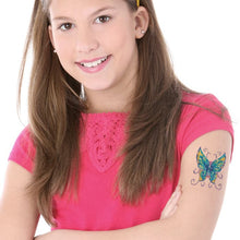 Glitter Blue and Green Butterfly Temporary Tattoo 3.5 in x 2.5 in