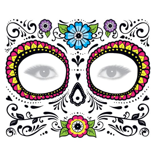 Day of The Dead Temporary Face Tattoos Day of the Dead Costumes Day of  the Dead Mask  Walmartcom