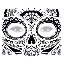 Glitter Day of the Dead Face Temporary Tattoo 6 in x 5 in