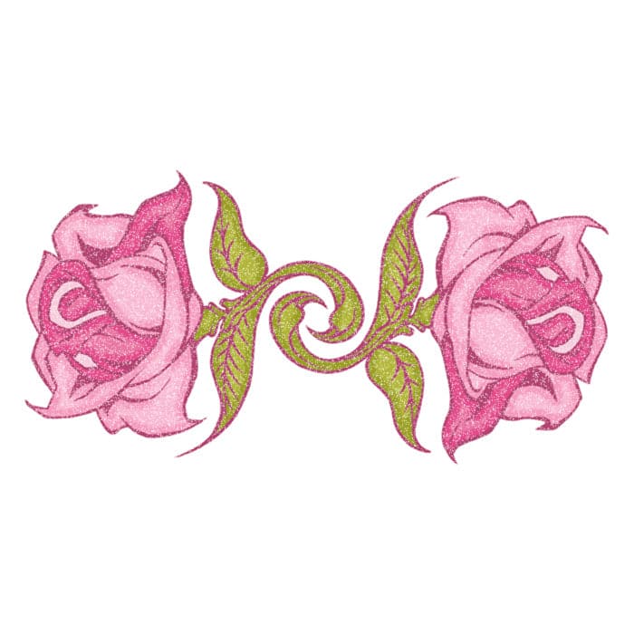 Glitter Flowers Temporary Tattoo 3.5 in x 2.5 in
