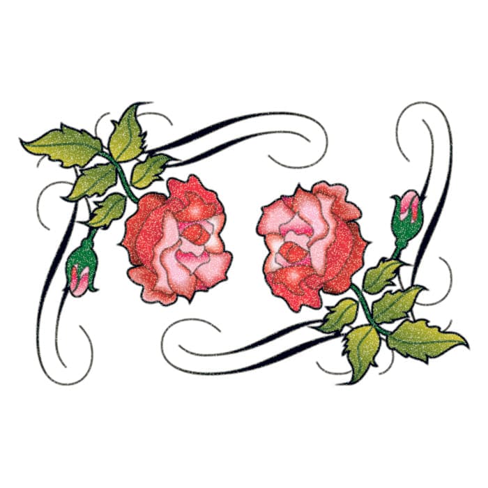 Glitter Tribal Roses Temporary Tattoo 3.5 in x 2.5 in