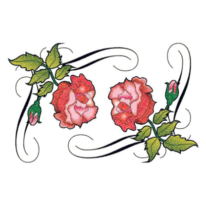 Glitter Tribal Roses Temporary Tattoo 3.5 in x 2.5 in