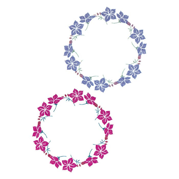 Glitter Flower Tribal Rings Temporary Tattoo 3.5 in x 2.5 in