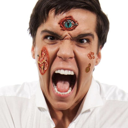 Gory Eyeball and Maggots Temporary Tattoo 3.5 in x 2.5 in