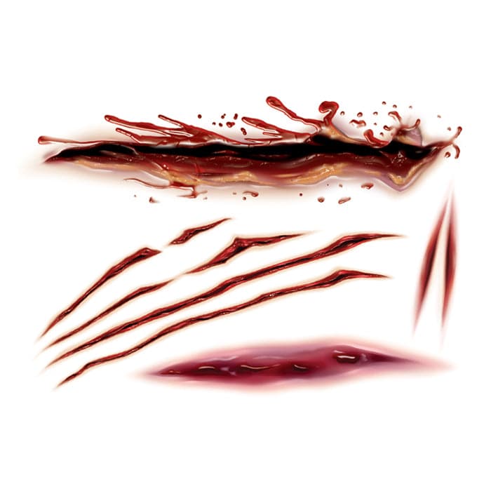 Gory Slashes & Scars Temporary Tattoo 3.5 in x 2.5 in
