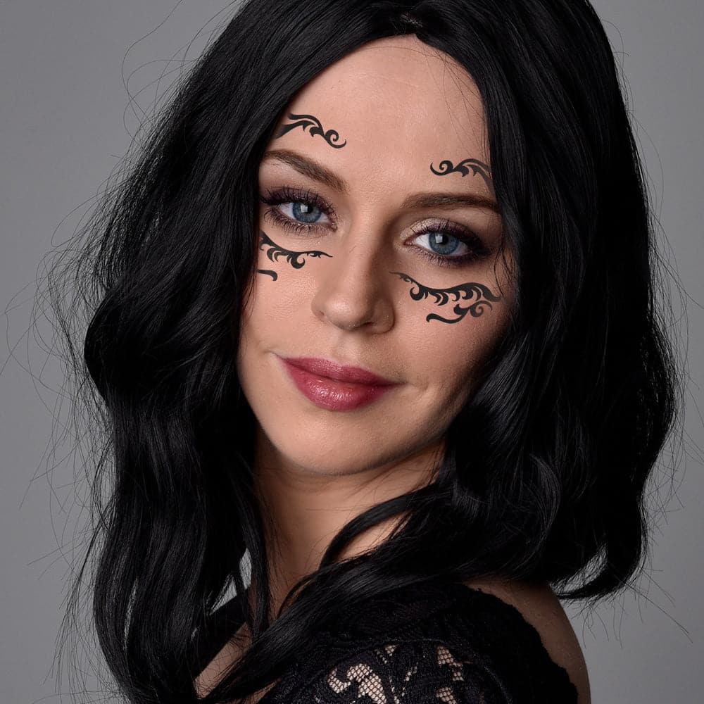 Lace Mask Masquerade Costume Tattoos 6 in x 5.25 in
