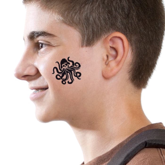 Octopus Pirate Symbol Temporary Tattoo 2 in x 2 in