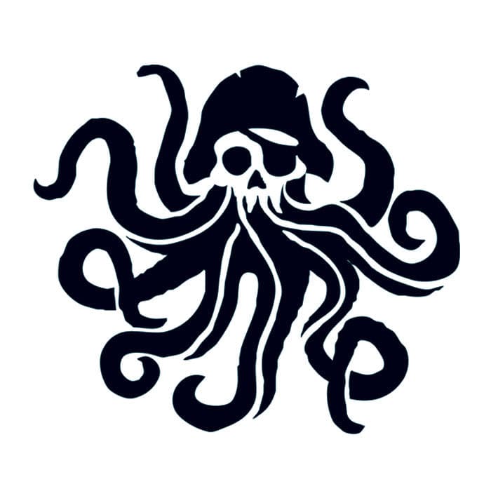 Octopus Pirate Symbol Temporary Tattoo 2 in x 2 in