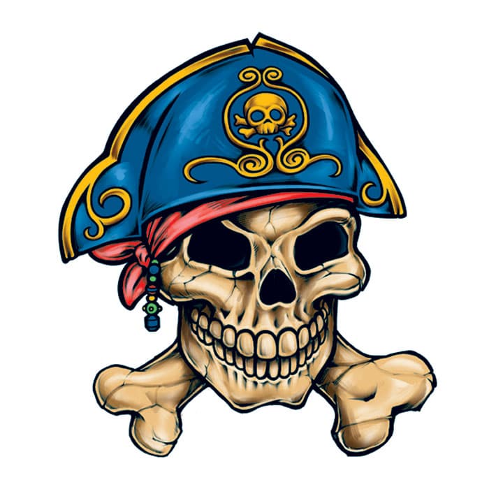 Pirate Skull and Crossbones Temporary Tattoo 2 in x 2 in