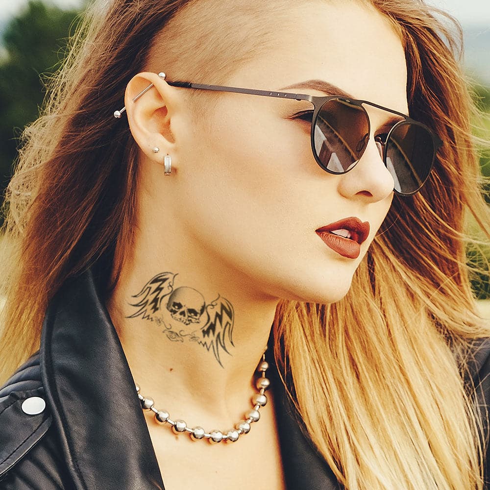 Winged Skull Temporary Tattoo