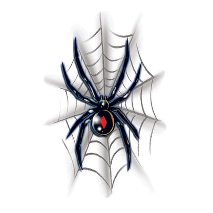 Black Widow with Web Temporary Tattoo 3.5 in x 2.5 in