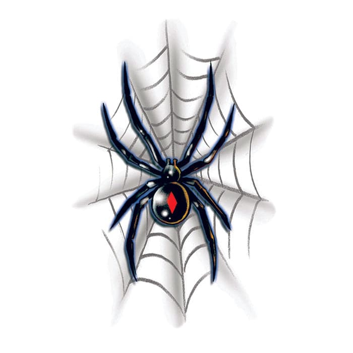 Black Widow with Web Temporary Tattoo 3.5 in x 2.5 in