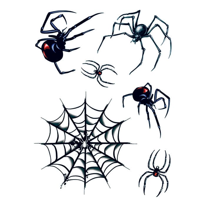 Spider and Web Temporary Tattoos 6 in x 4.5 in