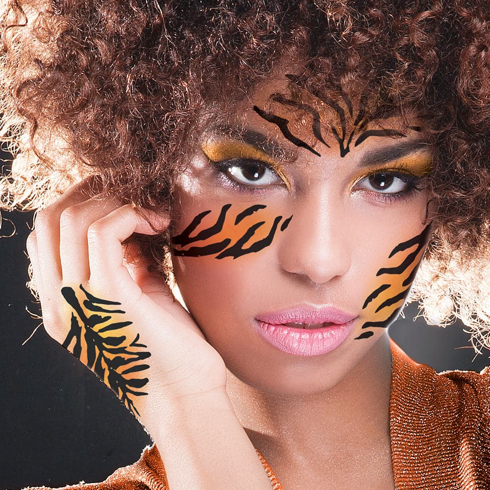 Tiger Animal Print Temporary Tattoo 6.75 in x 4 in