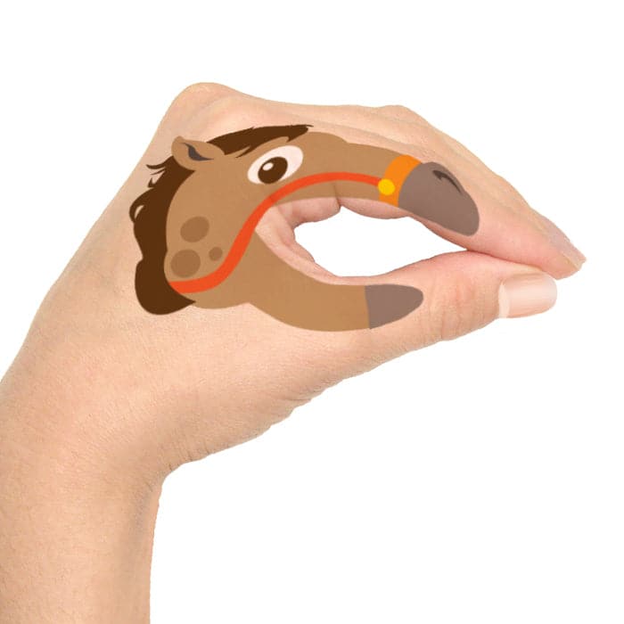 Horse Hand Puppet Temporary Tattoo 3.5 in x 2.5 in