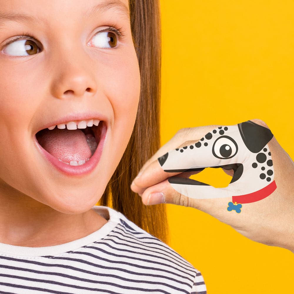Dalmatian Hand Puppet Temporary Tattoo 3.5 in x 2.5 in