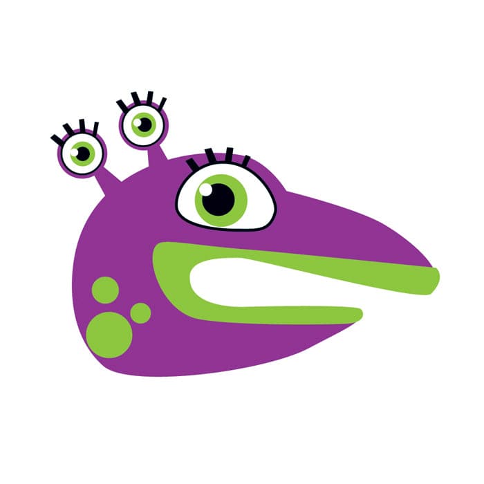 Purple Alien Hand Puppet Temporary Tattoo 3.5 in x 2.5 in