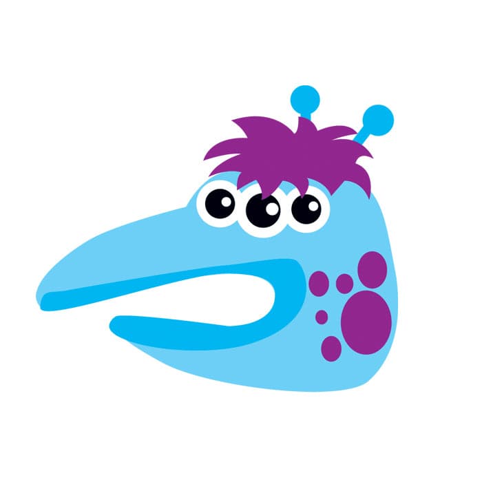 Blue Alien Hand Puppet Temporary Tattoo 3.5 in x 2.5 in