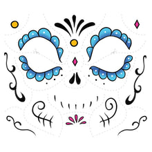 Blue Kids Sugar Skull Costume Tattoo 6 in x 5.25 in