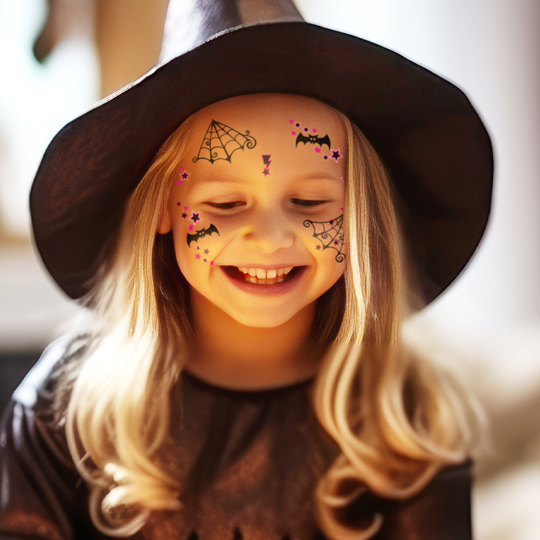 Cute Witch Kids Costume Tattoo 5.25 in x 6 in