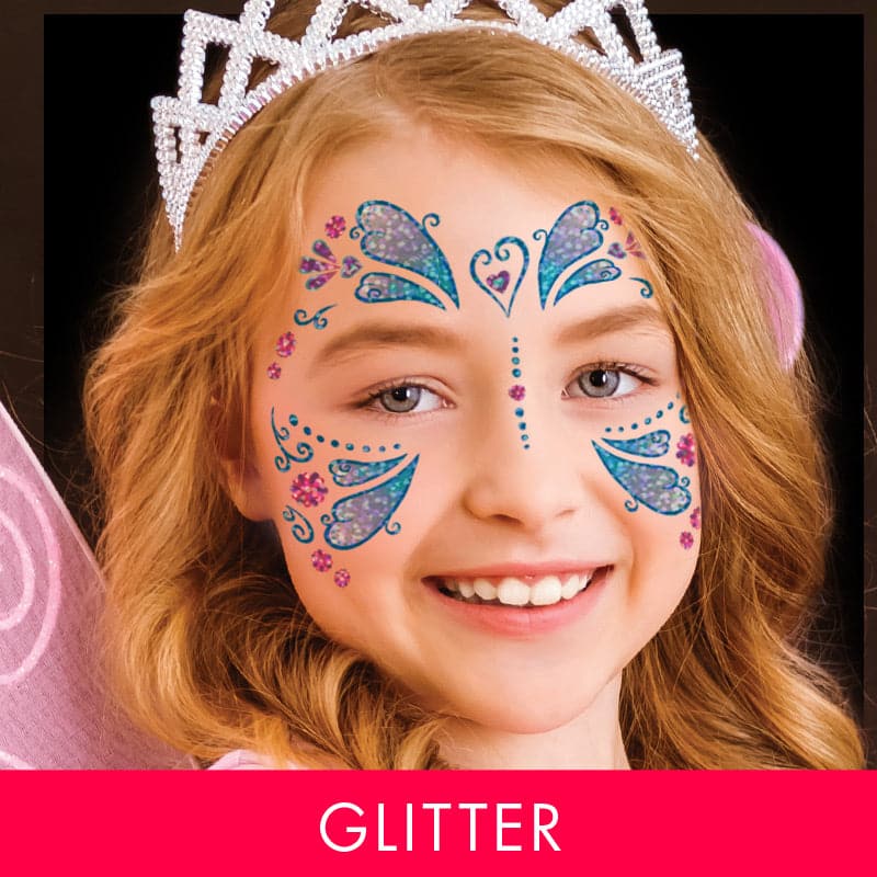 Glitter Butterfly Kids Costume Tattoo 6 in x 5.25 in