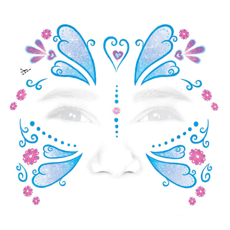 Glitter Butterfly Kids Costume Tattoo 6 in x 5.25 in
