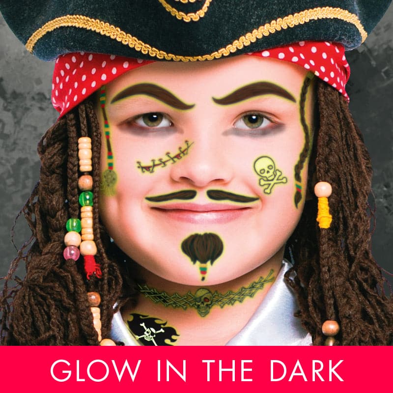 Pirate Kids Costume Tattoo 6 in x 5.25 in