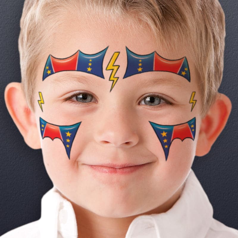 Super Hero Kids Costume Tattoo 6 in x 5.25 in
