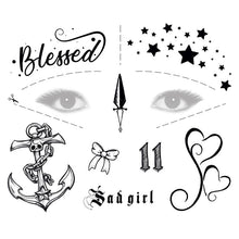 Black Ink Realistic Girl Face Costume Tattoos 5.25 in x 6 in