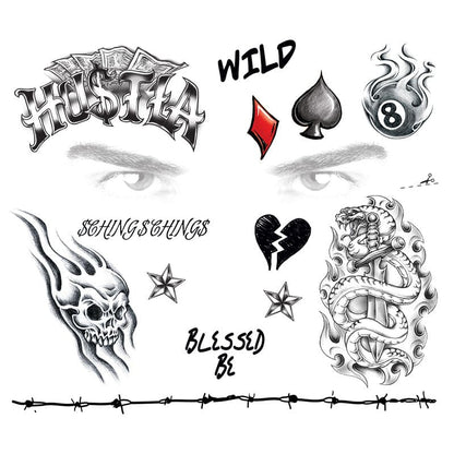 Black Ink Realistic Face Costume Tattoo 6 in x 5.25 in