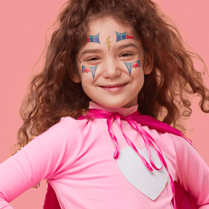 Super Hero Kids Costume Tattoo 6 in x 5.25 in