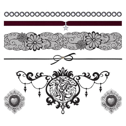Metallic Dark Antoinette Accessory Costume Tattoo 6 in x 5.25 in