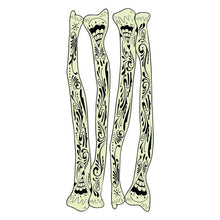 Glow in the Dark Sugar Skull Arm Bones Costume Tattoo 3.875 in x 8.5 in