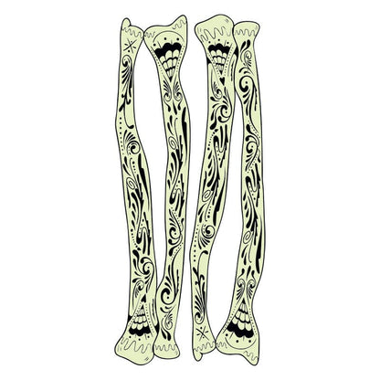 Glow in the Dark Sugar Skull Arm Bones Costume Tattoo 3.875 in x 8.5 in