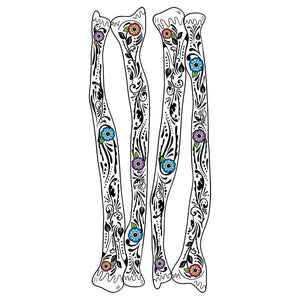 Colorful Flower Sugar Skull Arm Bones Costume Tattoo