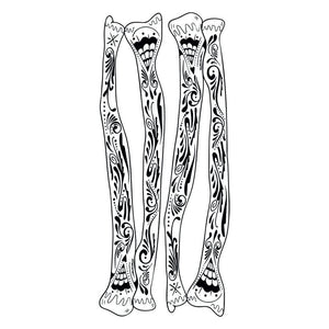 Black and White Sugar Skull Arm Bones Costume Tattoo