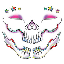 Metallic Stars Glam Skull Costume Tattoo 6 in x 5.25 in