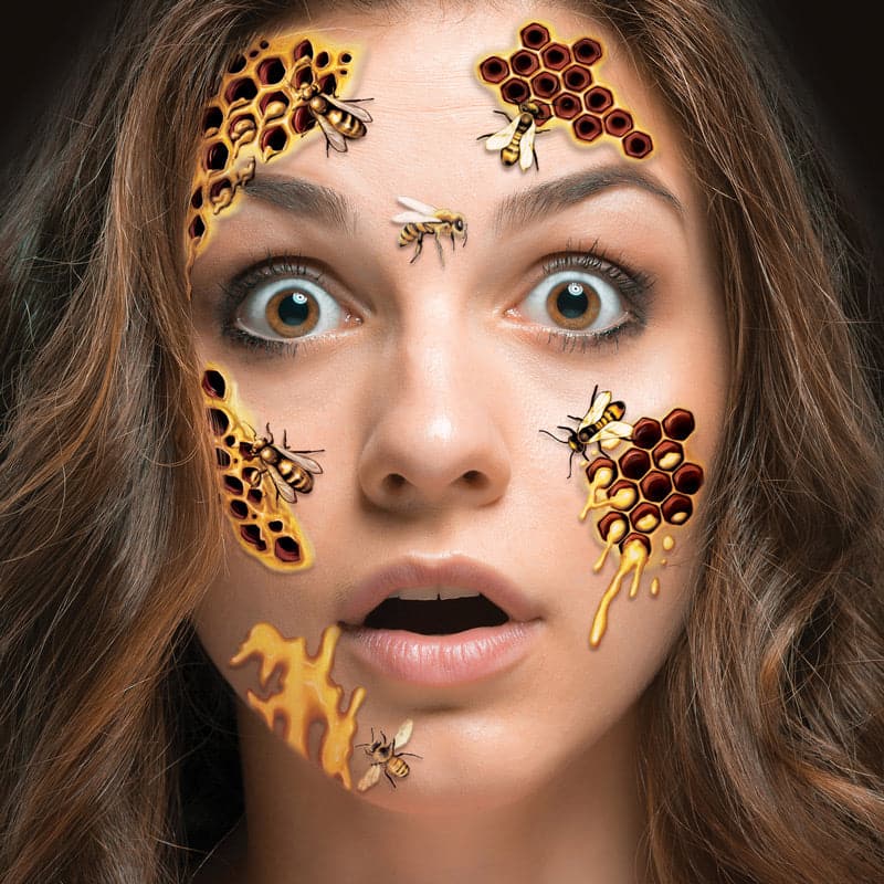 Honeycomb Optical Illusion Eyes Costume Tattoo 6 in x 5.25 in