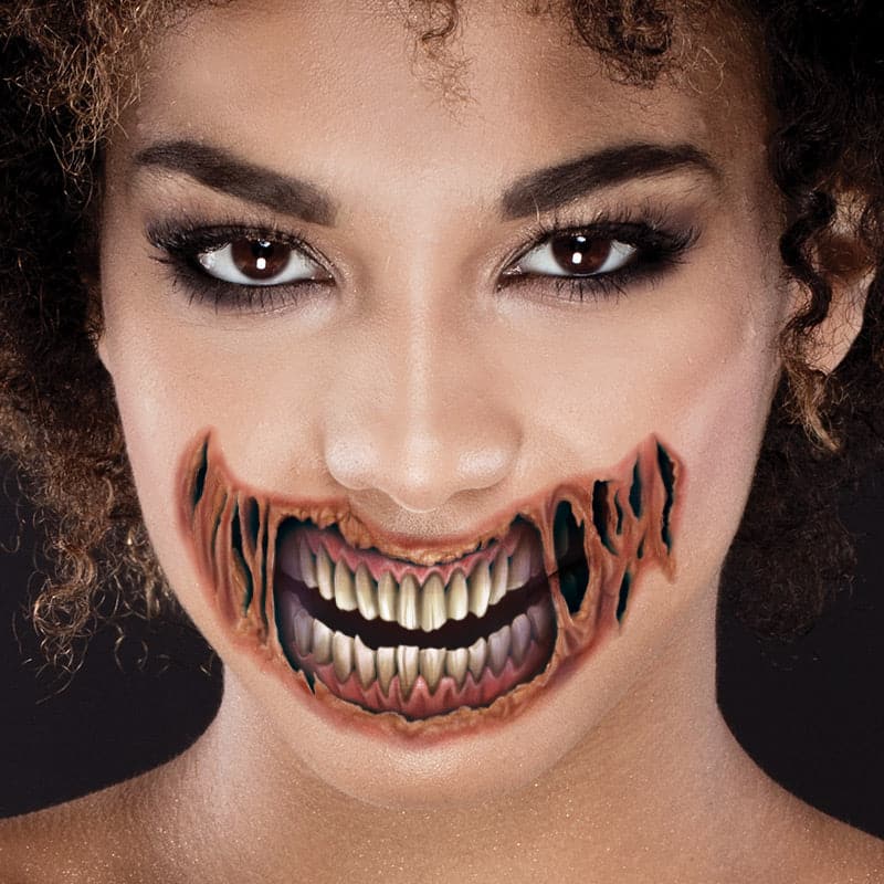 Ripped Lips Big Mouth Costume Tattoo 8.5 in x 3.875