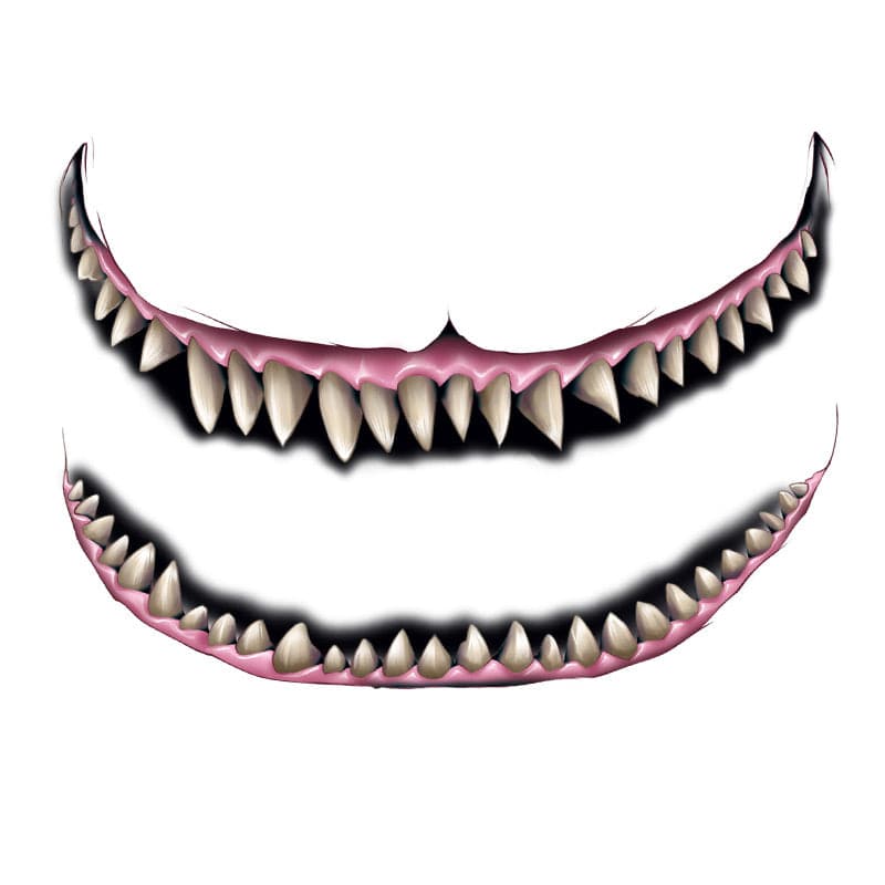 Scary Smile Big Mouth Costume Tattoo 8.5 in x 3.875 in