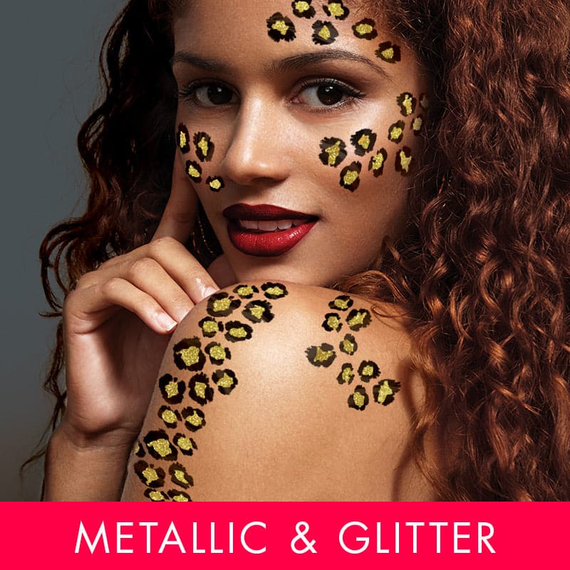 Metallic & Glitter Animal Leopard Spots Costume Tattoo 6 in x 5.25 in