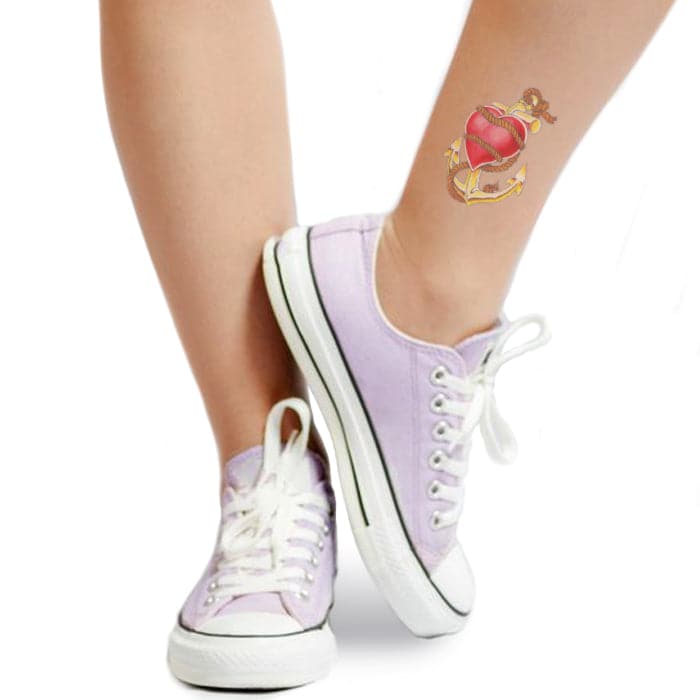 Heart and Anchor Temporary Tattoo 3.5 in x 2.5 in