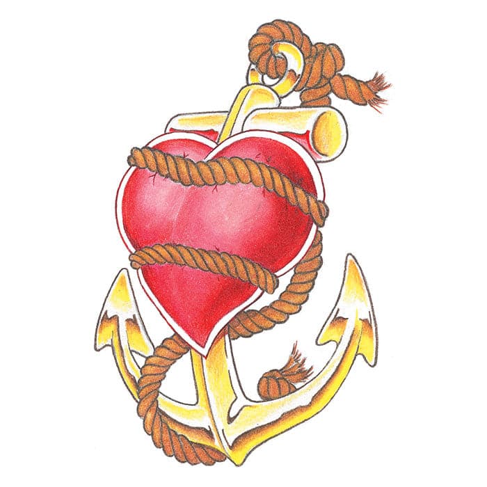 Heart and Anchor Temporary Tattoo 3.5 in x 2.5 in