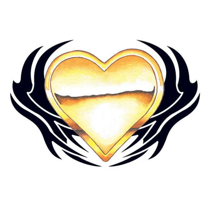 Golden Tribal Heart Temporary Tattoo 3.5 in x 2.5 in
