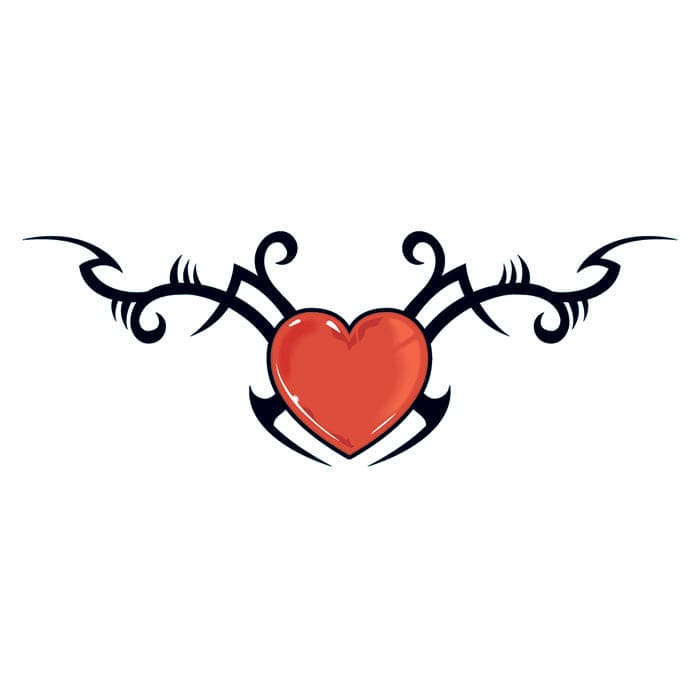 Tribal Heart with Barbed Wire Temporary Tattoo 3.5 in x 2.5 in
