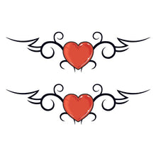 Double Tribal Hearts Temporary Tattoo 3.5 in x 2.5 in
