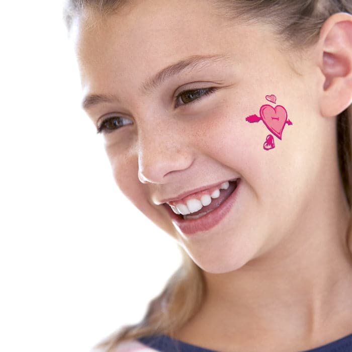 Pink Valentines Hearts Temporary Tattoo 1.5 in x 1.5 in