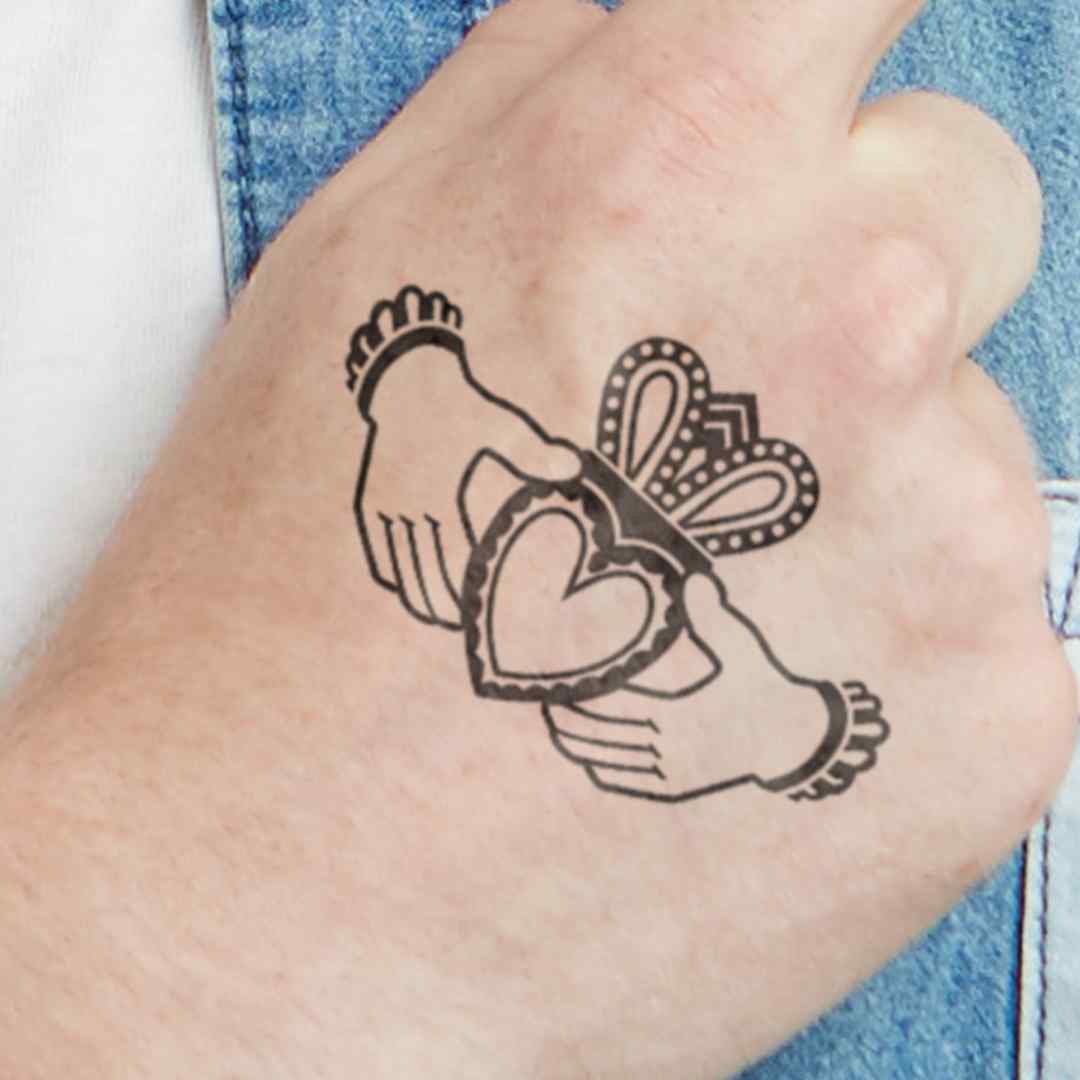 Irish Claddagh Temporary Tattoo 2 in x 3 in