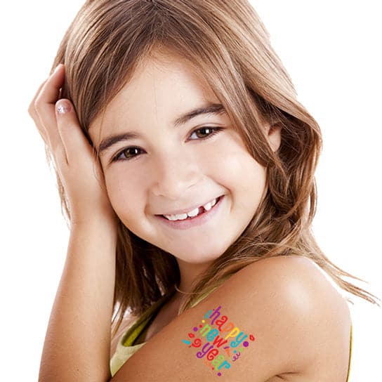 Colorful Happy New Year Temporary Tattoo 2 in x 2 in